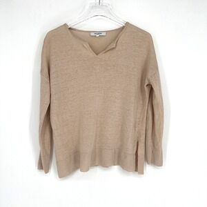 Estheme Linen Top Womens‎ S Tan Brown Neutral Lightweight Simple Classic Basic